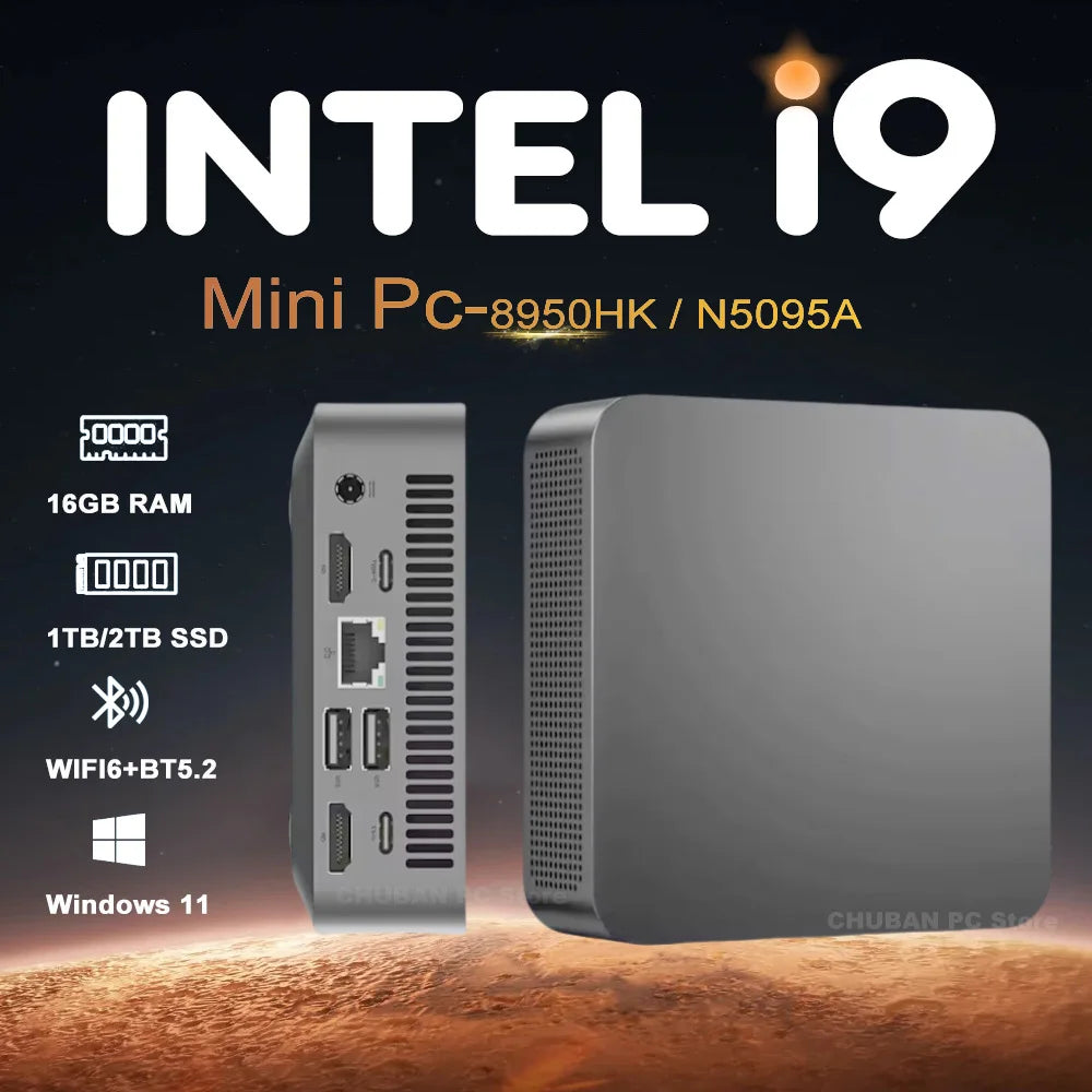 2025 Intel Core I9 8950HK Portable Mini PC Computer Windows 11 16GB 1TB Gaming Computer Wifi 6 USB Portable Mini Desktop PC