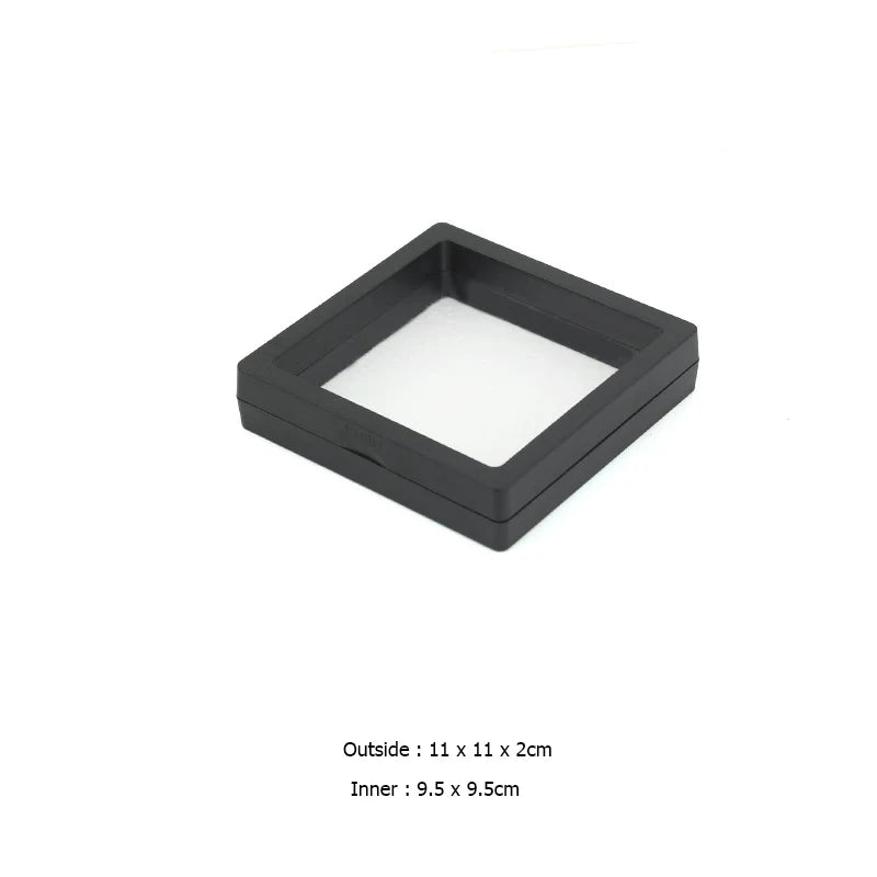 PE Film Jewelry Storage Box 3D Packaging Case Gemstone Free Stand Floating Frame Membrane Ring Earrings Necklace Display Holder
