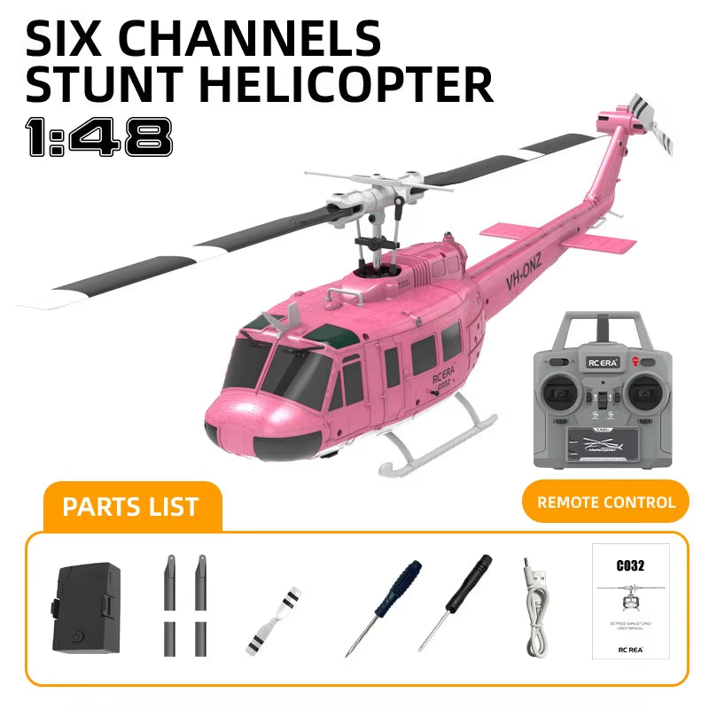 C032 Uh-1 Huey Simulation 3D Six Way Aileron Free Reverse Flying Stunt Helicopter Electric Remote-Controlled Aircraft Model Toy