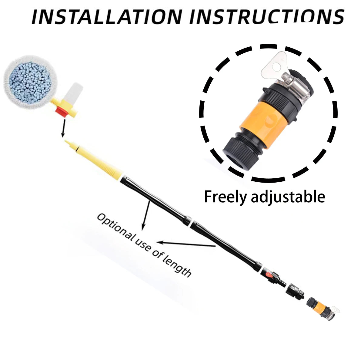 Auto Rotating Car Wash Brush Kit - 360° Spin Long Handle Pressure Washer Mop with Hose Nozzle for Cars/Rv/Truck/Yard/Garden Mop