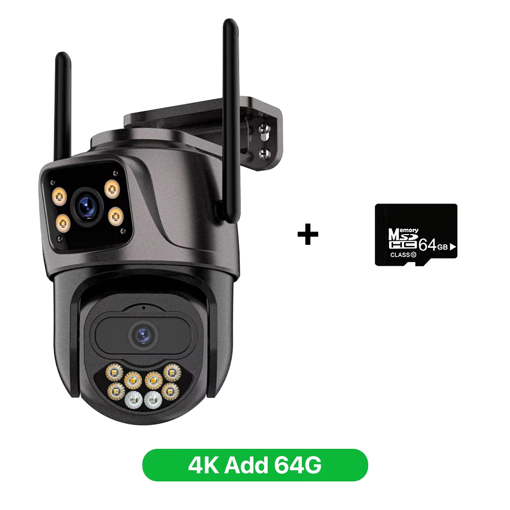 6K 9MP HD IP Camera Outdoor Three-Lens External Wifi Camera 4K/2K Dual Screen Security PTZ Cam Auto Tracking Surveillance Icsee
