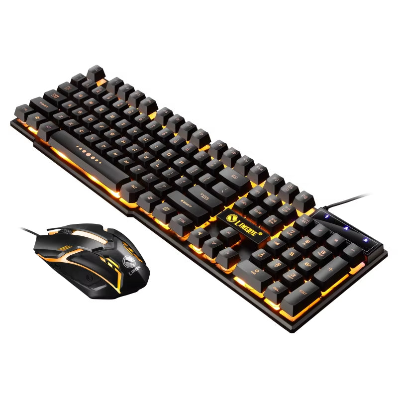 GTX300 USB Wired Gaming Keyboard & Mouse Combo – Rainbow LED Backlit, 104 Keys, 1600 DPI Mouse for Windows PC & Laptop