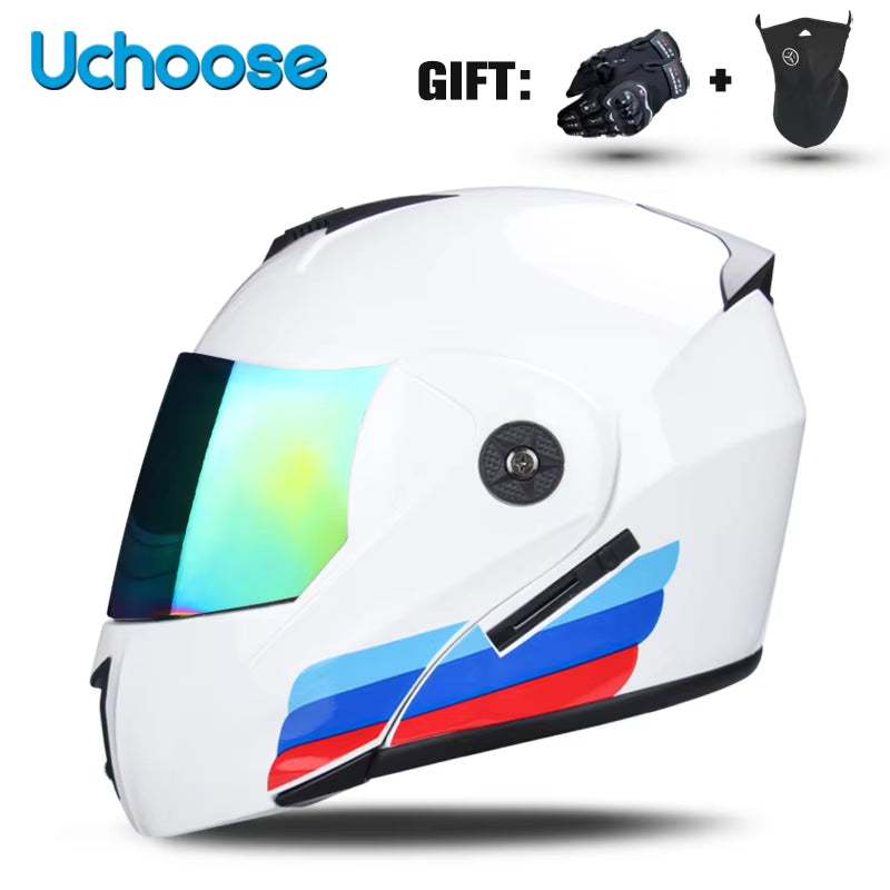 DOT Certification  Motorcycle Helmet Double Lens Cross Section Helmet Safety Modular Flip Helm Unisex Helmet with Visor