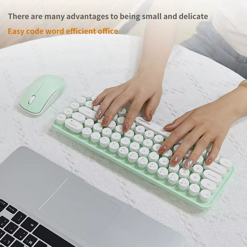 Wireless Keyboard and Mouse, Cute Colorful 68 round Keycap Compact Keyboard for Computer, Computer, Desktop, Laptop