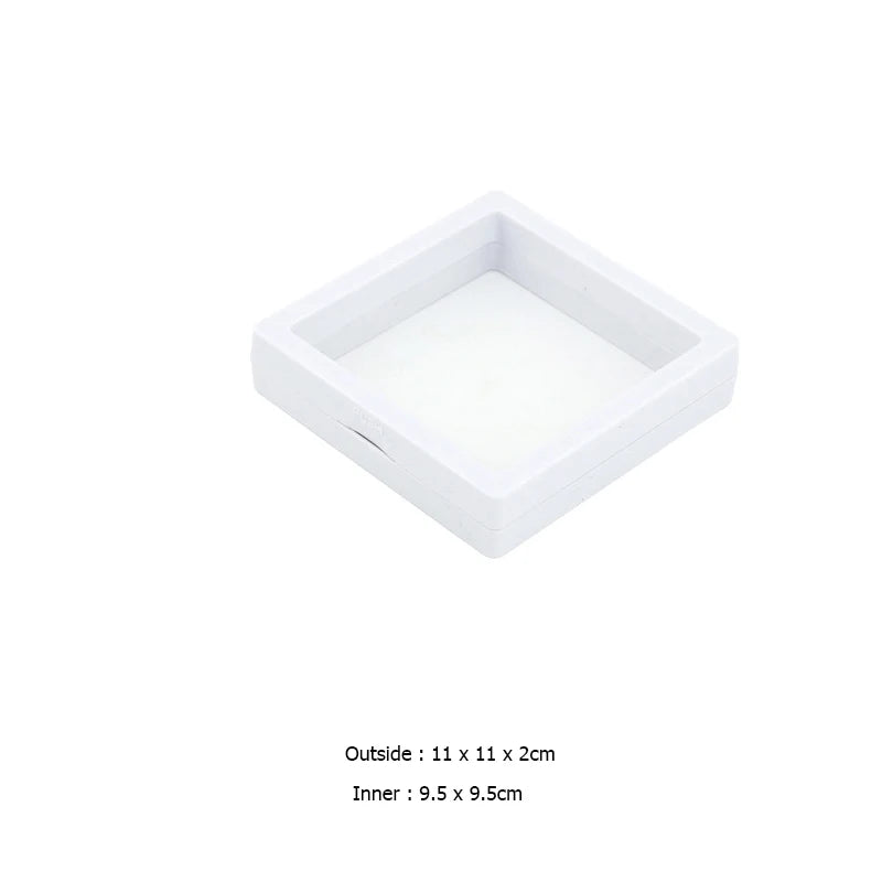 PE Film Jewelry Storage Box 3D Packaging Case Gemstone Free Stand Floating Frame Membrane Ring Earrings Necklace Display Holder