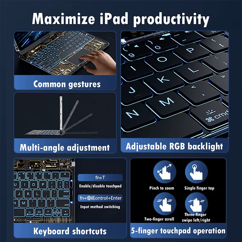 360 Swivel Magic Keyboard Clear Case for Ipad Air6 11Inch 2024 with Smart Trackpad for Ipad Pro 6Th Generation Gen Rotating Case