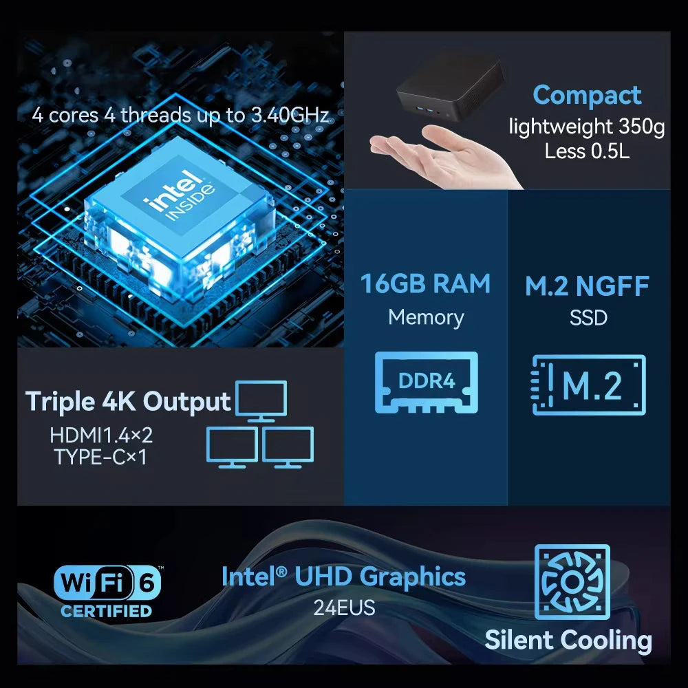 2025 Intel Core I9 8950HK Portable Mini PC Computer Windows 11 16GB 1TB Gaming Computer Wifi 6 USB Portable Mini Desktop PC