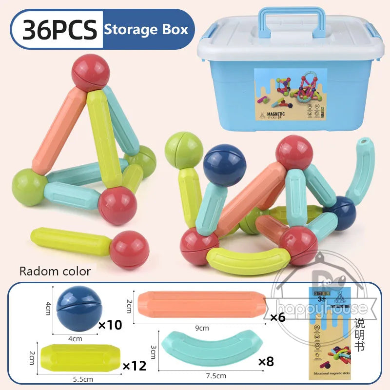 Magnetic Constructor Blocks Set Toys for Kids Magnet Stick Rod Building Blocks Montessori Educational Toys for Children Boy Girl
