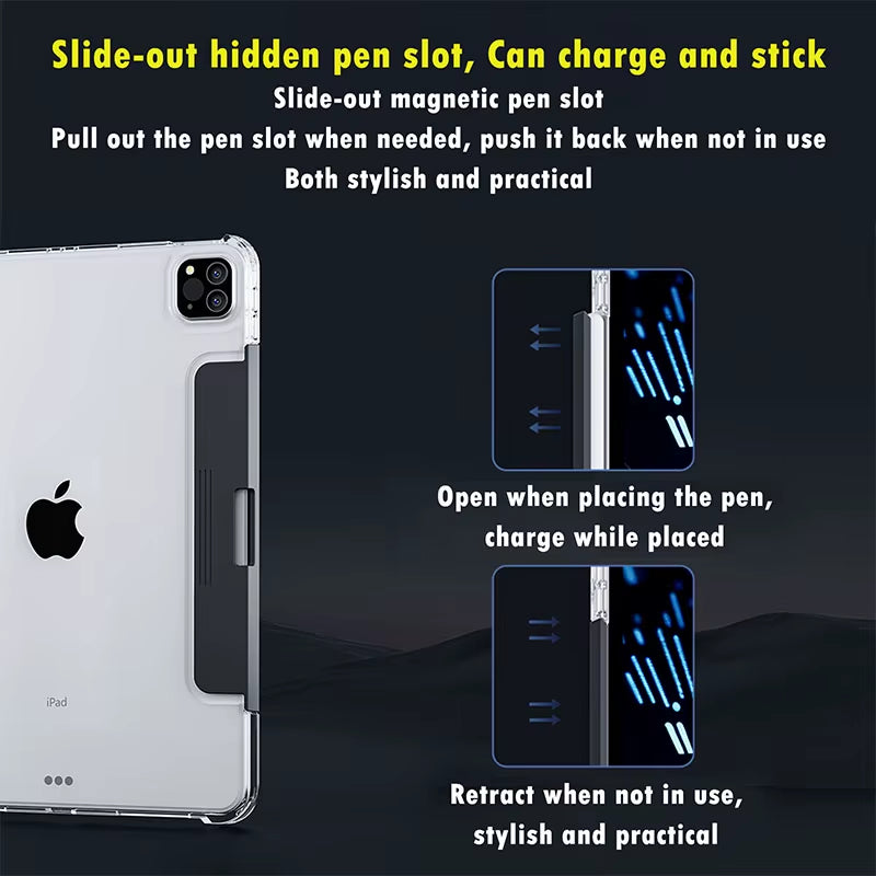 360 Swivel Magic Keyboard Clear Case for Ipad Air6 11Inch 2024 with Smart Trackpad for Ipad Pro 6Th Generation Gen Rotating Case