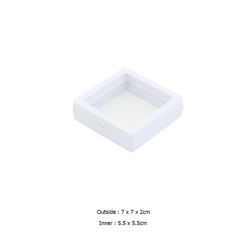 PE Film Jewelry Storage Box 3D Packaging Case Gemstone Free Stand Floating Frame Membrane Ring Earrings Necklace Display Holder
