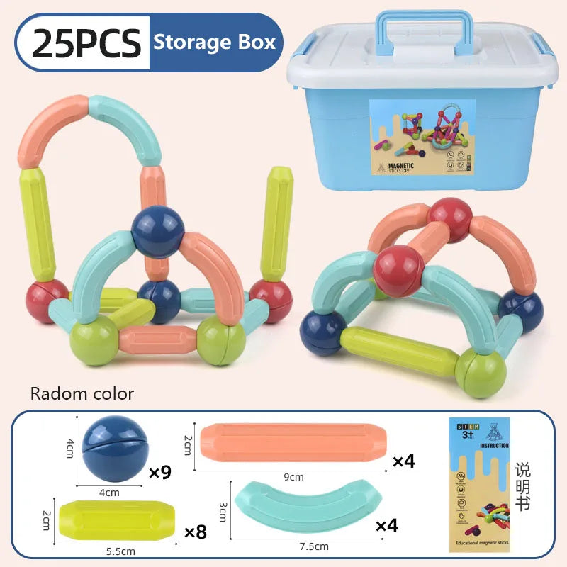 Magnetic Constructor Blocks Set Toys for Kids Magnet Stick Rod Building Blocks Montessori Educational Toys for Children Boy Girl