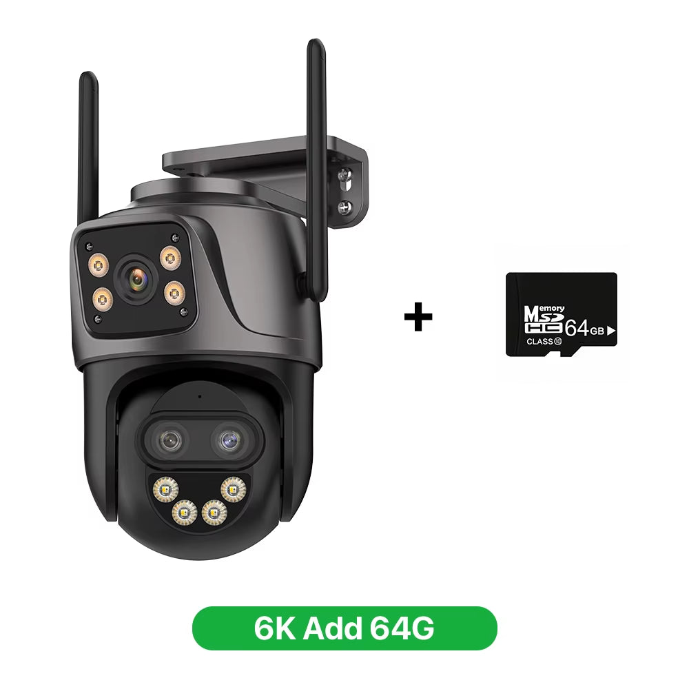 6K 9MP HD IP Camera Outdoor Three-Lens External Wifi Camera 4K/2K Dual Screen Security PTZ Cam Auto Tracking Surveillance Icsee