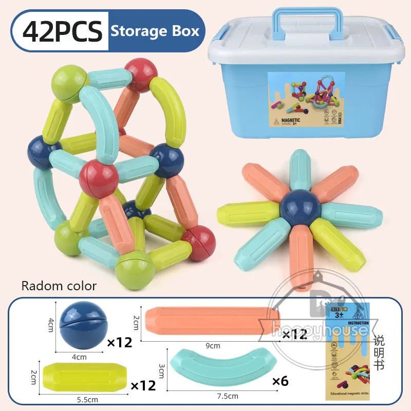 Magnetic Constructor Blocks Set Toys for Kids Magnet Stick Rod Building Blocks Montessori Educational Toys for Children Boy Girl