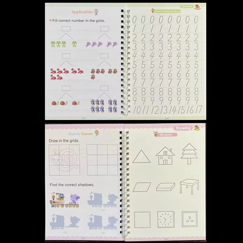 Sank Magic Reusable Calligraphy Practice Book – English Edition for Kids (Preschool to Early Learning)