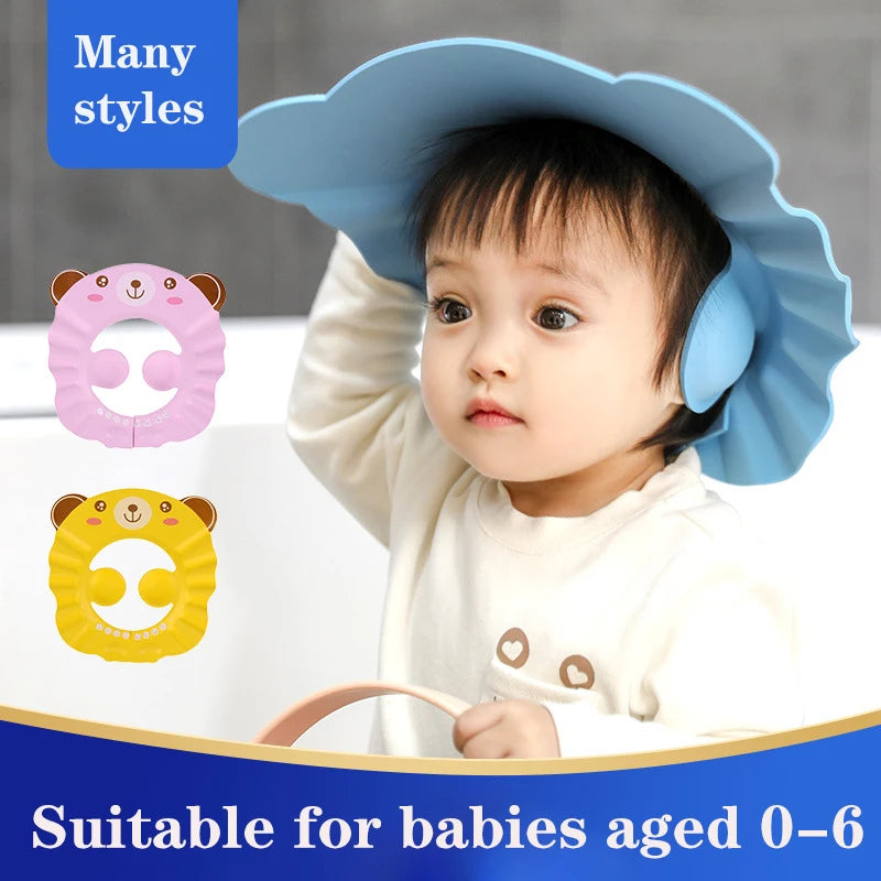Adjustable Baby Shower Cap – Soft Waterproof Shampoo Hat with Eye & Ear Protection for Kids and Toddlers