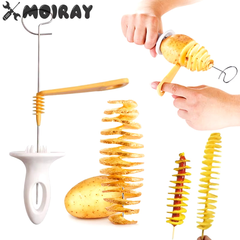 Spiral Potato Cutter Twisted Slice Potato Tower Whirlwind Potato Cut Diy Creative Fruit and Vegetable Spiral Slicer for Kitchen