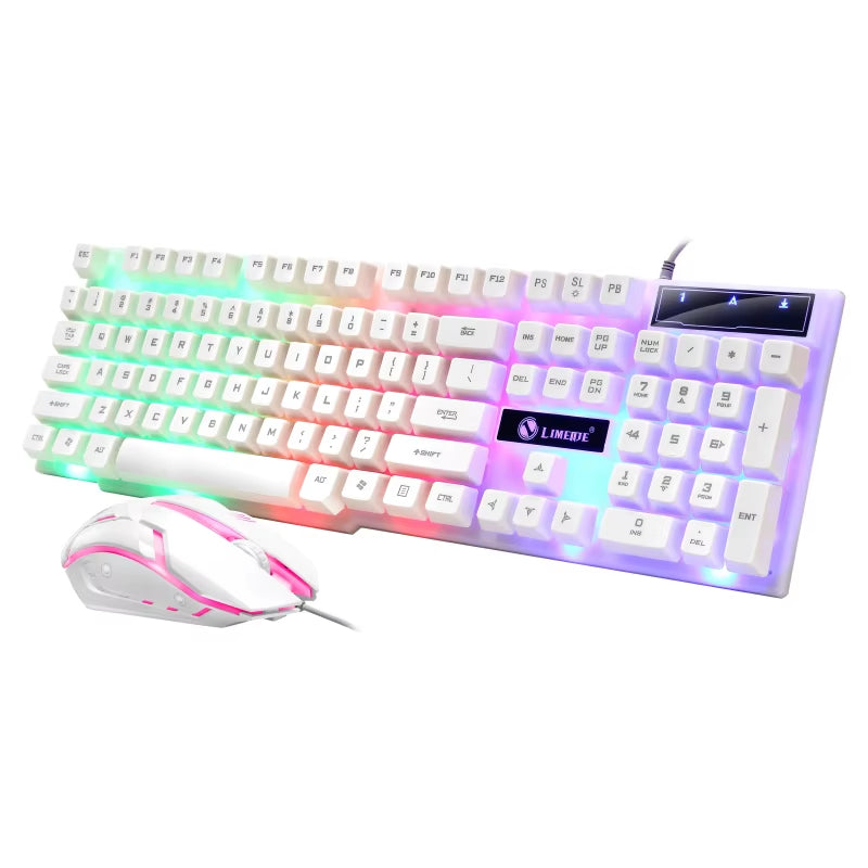 GTX300 USB Wired Gaming Keyboard & Mouse Combo – Rainbow LED Backlit, 104 Keys, 1600 DPI Mouse for Windows PC & Laptop