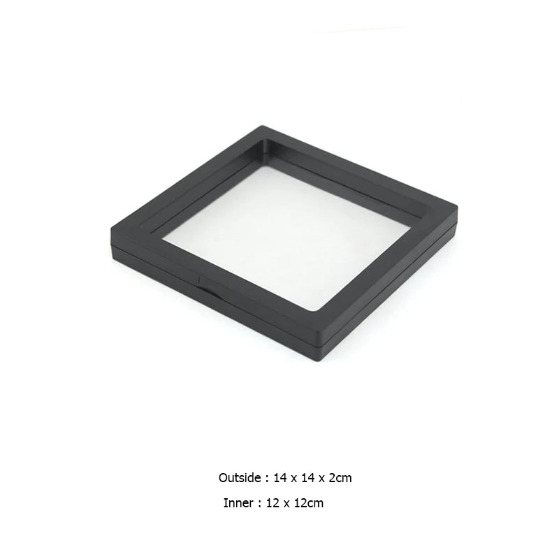 PE Film Jewelry Storage Box 3D Packaging Case Gemstone Free Stand Floating Frame Membrane Ring Earrings Necklace Display Holder