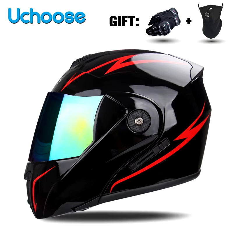 DOT Certification  Motorcycle Helmet Double Lens Cross Section Helmet Safety Modular Flip Helm Unisex Helmet with Visor