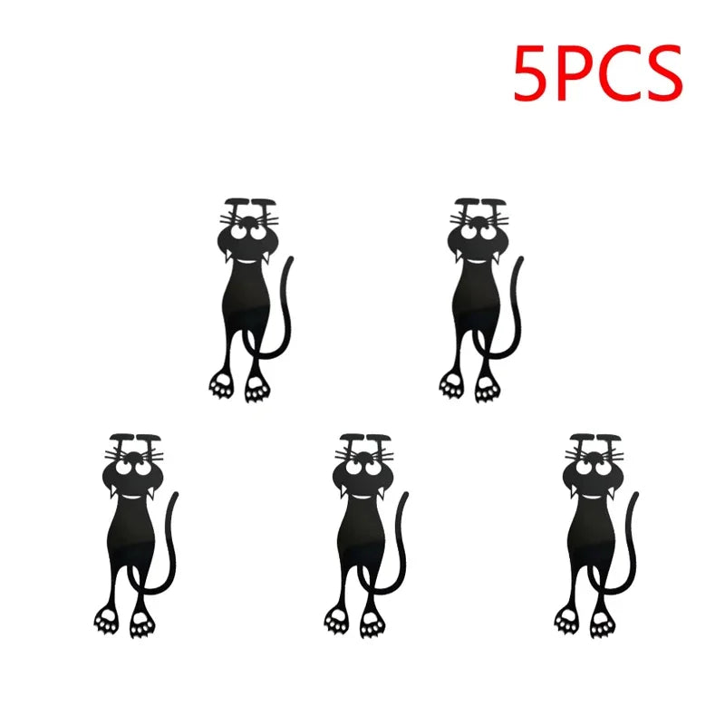1-5PCS Creative Stationery Kawaii Black Cat Bookmarks for Books 3D Plastic Stereo Animal Book Mark for Student Teacher'S Gifts