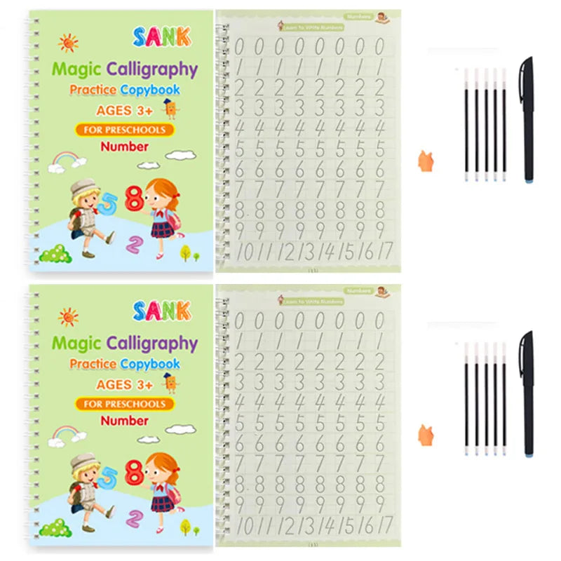 Sank Magic Reusable Calligraphy Practice Book – English Edition for Kids (Preschool to Early Learning)