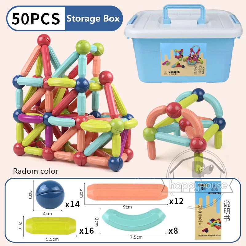 Magnetic Constructor Blocks Set Toys for Kids Magnet Stick Rod Building Blocks Montessori Educational Toys for Children Boy Girl