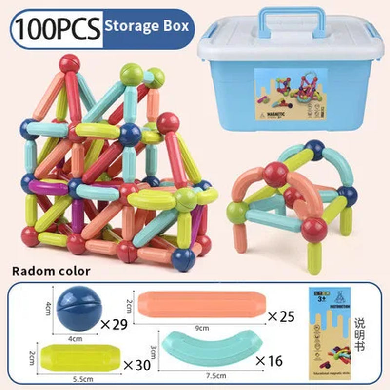 Magnetic Constructor Blocks Set Toys for Kids Magnet Stick Rod Building Blocks Montessori Educational Toys for Children Boy Girl