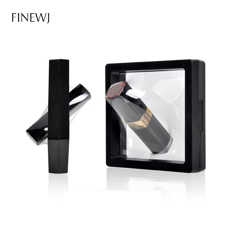 PE Film Jewelry Storage Box 3D Packaging Case Gemstone Free Stand Floating Frame Membrane Ring Earrings Necklace Display Holder