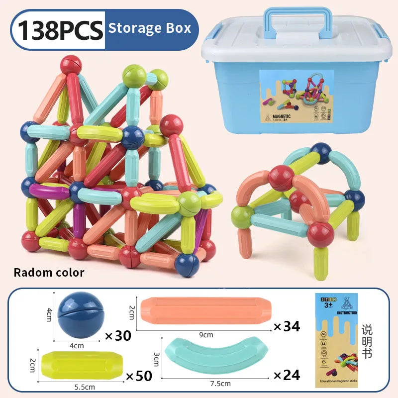 Magnetic Constructor Blocks Set Toys for Kids Magnet Stick Rod Building Blocks Montessori Educational Toys for Children Boy Girl