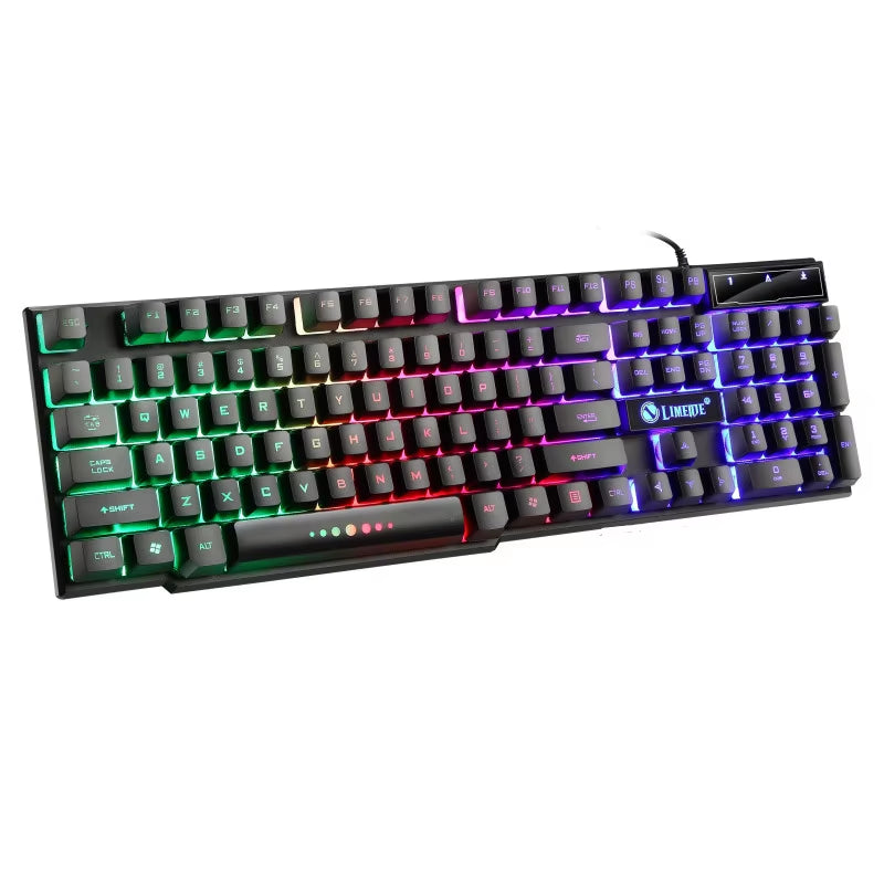 GTX300 USB Wired Gaming Keyboard & Mouse Combo – Rainbow LED Backlit, 104 Keys, 1600 DPI Mouse for Windows PC & Laptop