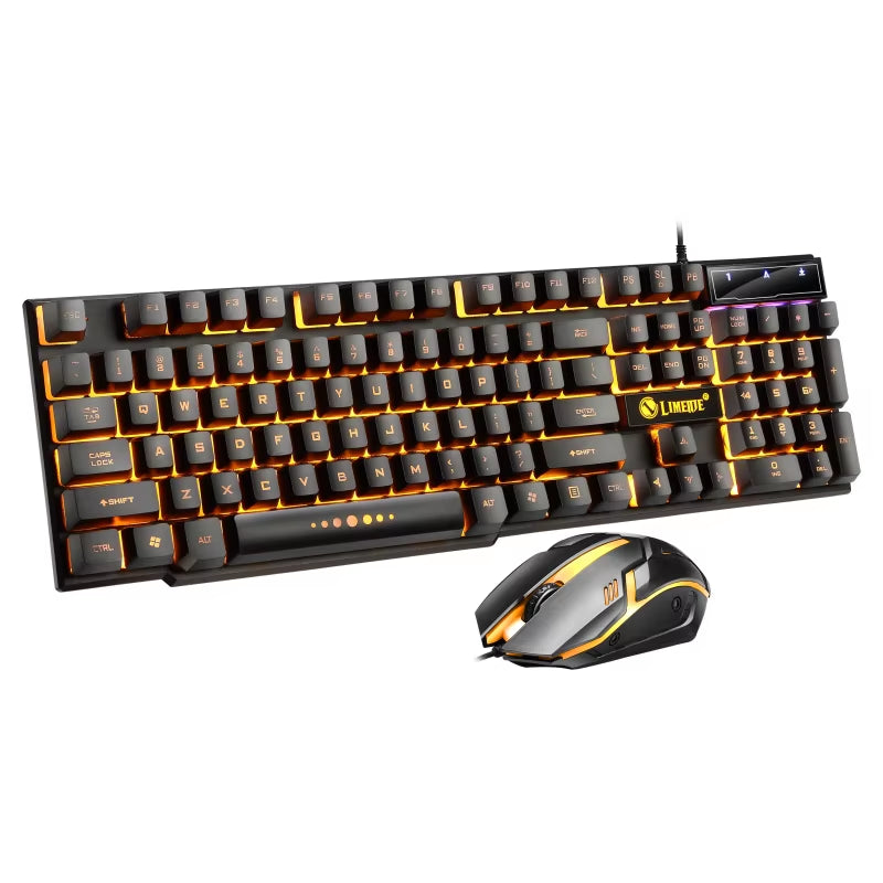 GTX300 USB Wired Gaming Keyboard & Mouse Combo – Rainbow LED Backlit, 104 Keys, 1600 DPI Mouse for Windows PC & Laptop