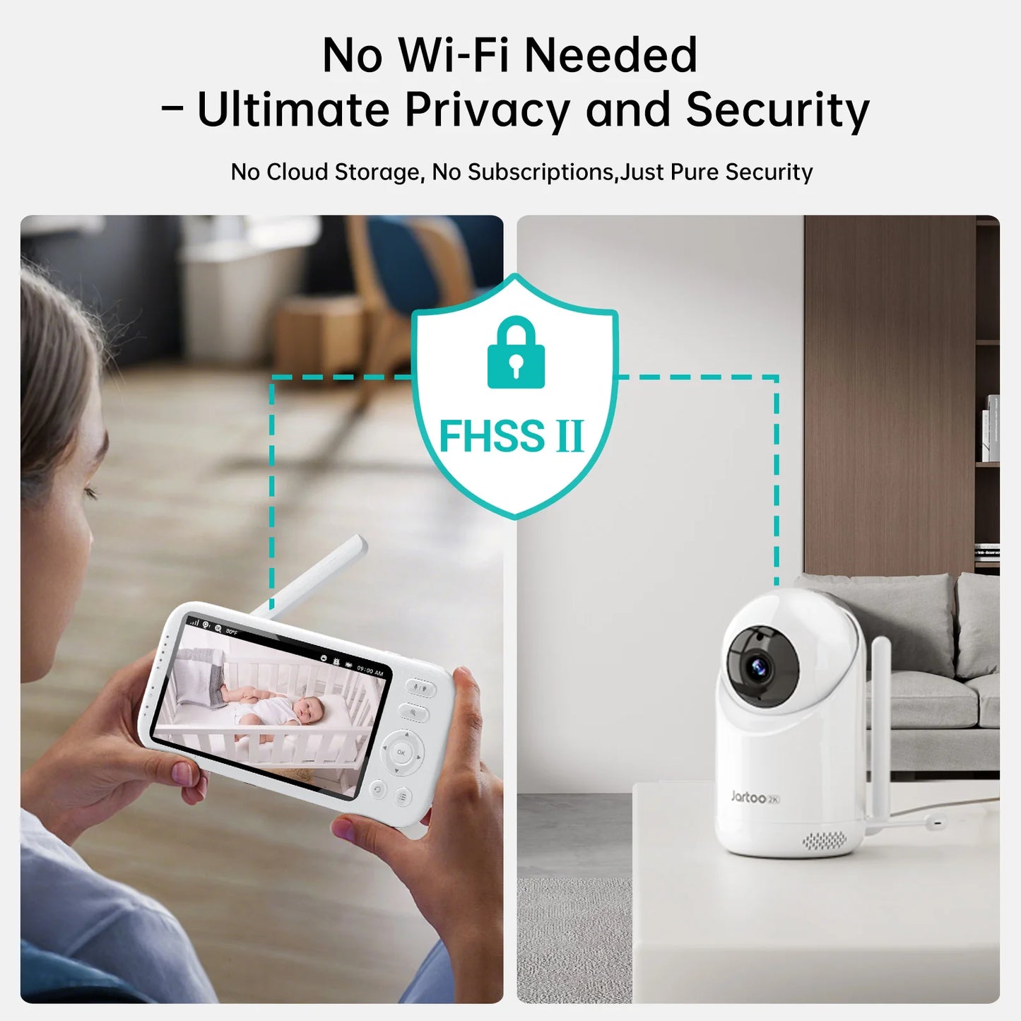 2K Video Baby Monitor with 5.5" Full HD Screen, 3000Ft Long Range No Wifi Two Way Talk Camera and Audio, Portable, Night Vision, AI Cry Detect, 6000Mah