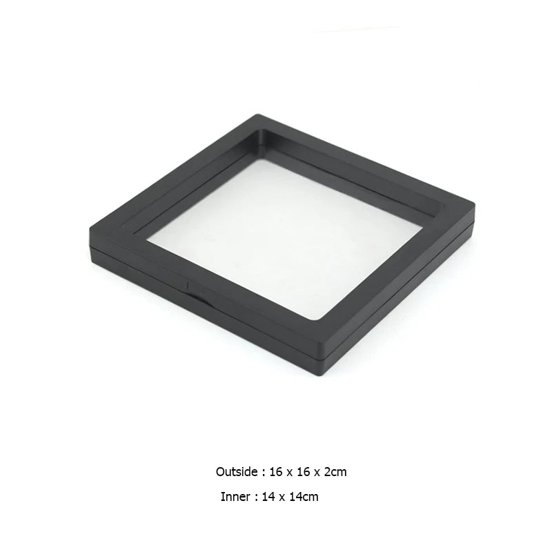 PE Film Jewelry Storage Box 3D Packaging Case Gemstone Free Stand Floating Frame Membrane Ring Earrings Necklace Display Holder