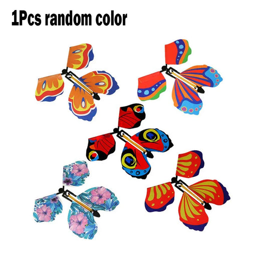 1-10Pcs Magic Wind up Flying Butterfly in the Book Rubber Band Powered Magic Fairy Flying Toy Great Surpris Gift Party Favor