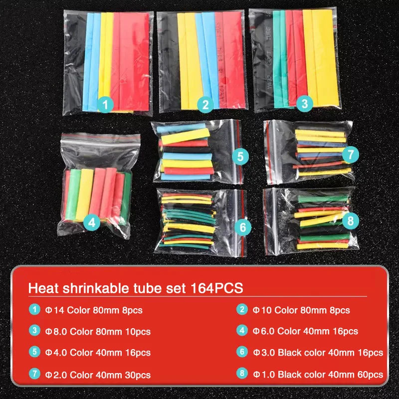 127-800Pcs Heat Shrink Tube Thermoresistant Heat-Shrink Tubing Wrapping Kit Electrical Connection Wire Cable Insulation Sleeving
