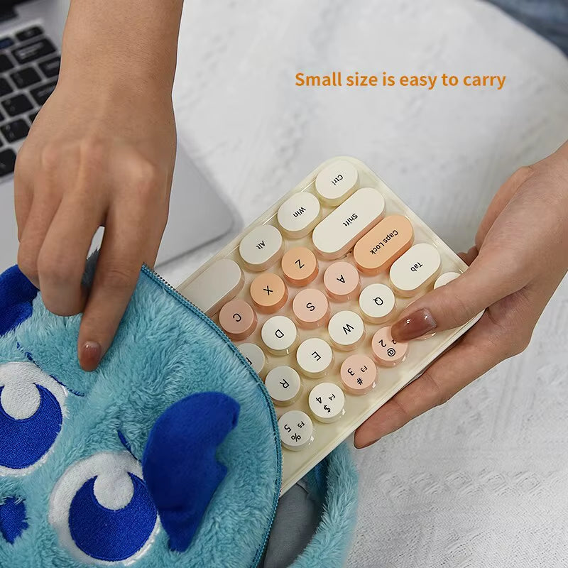 Wireless Keyboard and Mouse, Cute Colorful 68 round Keycap Compact Keyboard for Computer, Computer, Desktop, Laptop