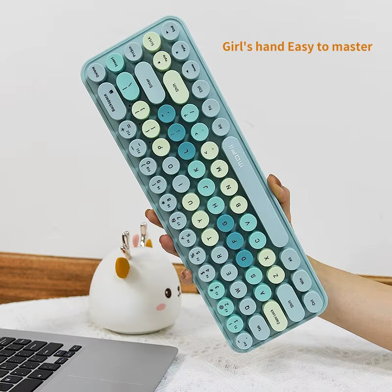Wireless Keyboard and Mouse, Cute Colorful 68 round Keycap Compact Keyboard for Computer, Computer, Desktop, Laptop