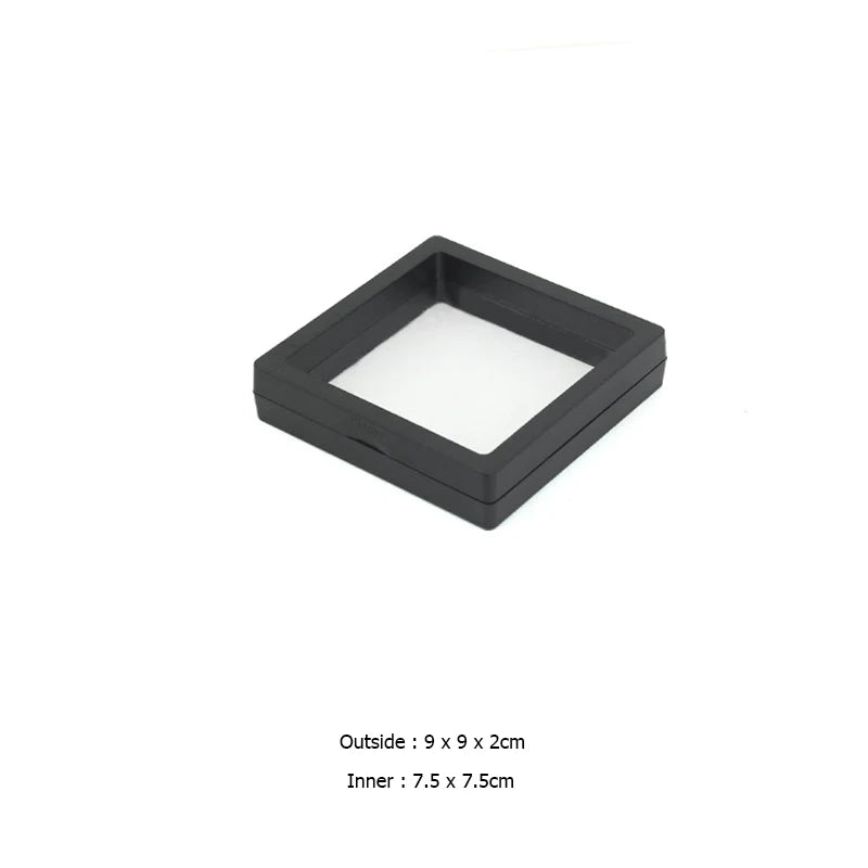 PE Film Jewelry Storage Box 3D Packaging Case Gemstone Free Stand Floating Frame Membrane Ring Earrings Necklace Display Holder
