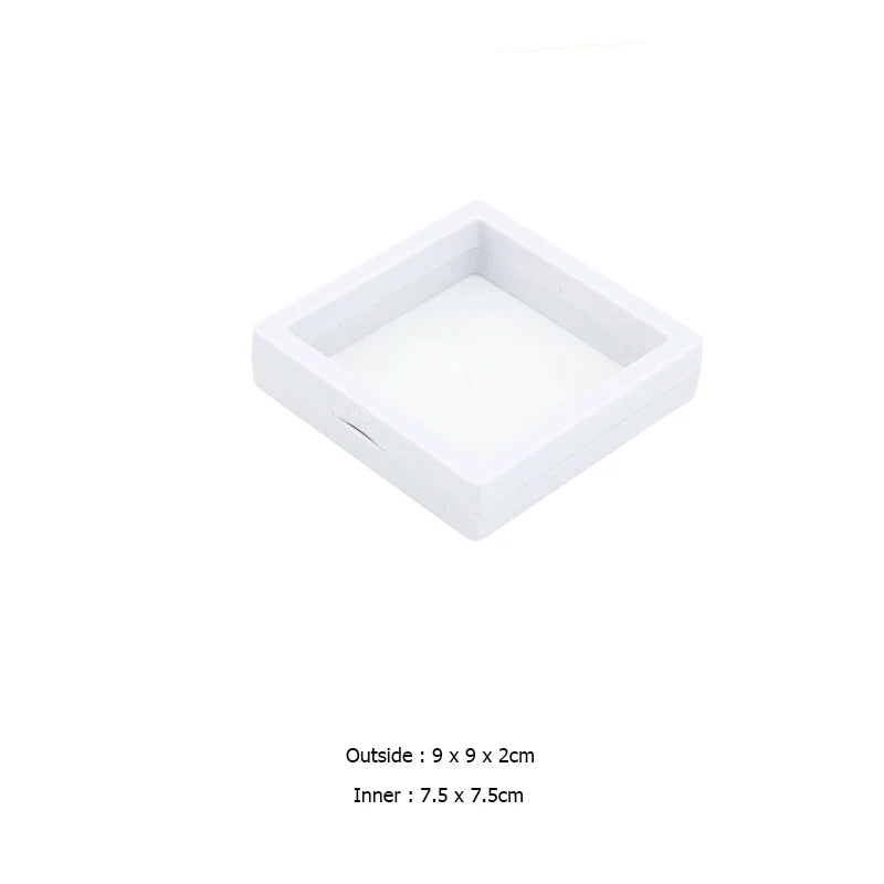 PE Film Jewelry Storage Box 3D Packaging Case Gemstone Free Stand Floating Frame Membrane Ring Earrings Necklace Display Holder