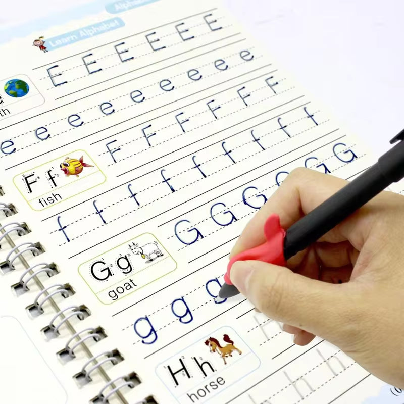 Sank Magic Reusable Calligraphy Practice Book – English Edition for Kids (Preschool to Early Learning)