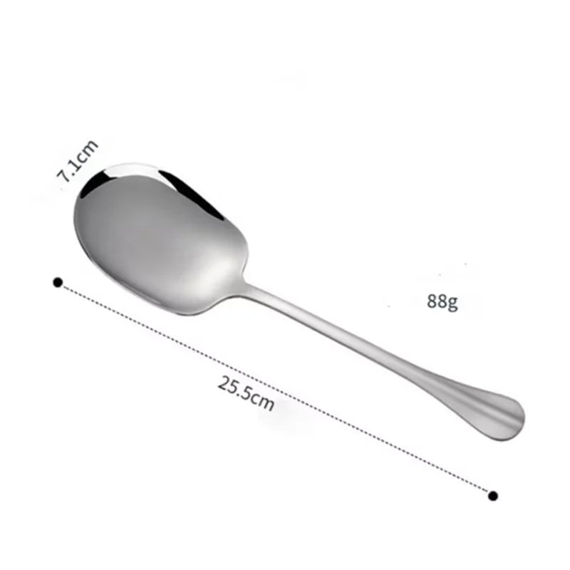 Stainless Steel Large Stainless Steel Rice Spoon Ergonomic Metal Serving Spoon Kitchen Flatware Salad Serving Utensils for Pasta