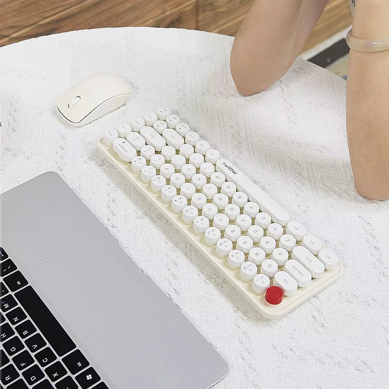 Wireless Keyboard and Mouse, Cute Colorful 68 round Keycap Compact Keyboard for Computer, Computer, Desktop, Laptop