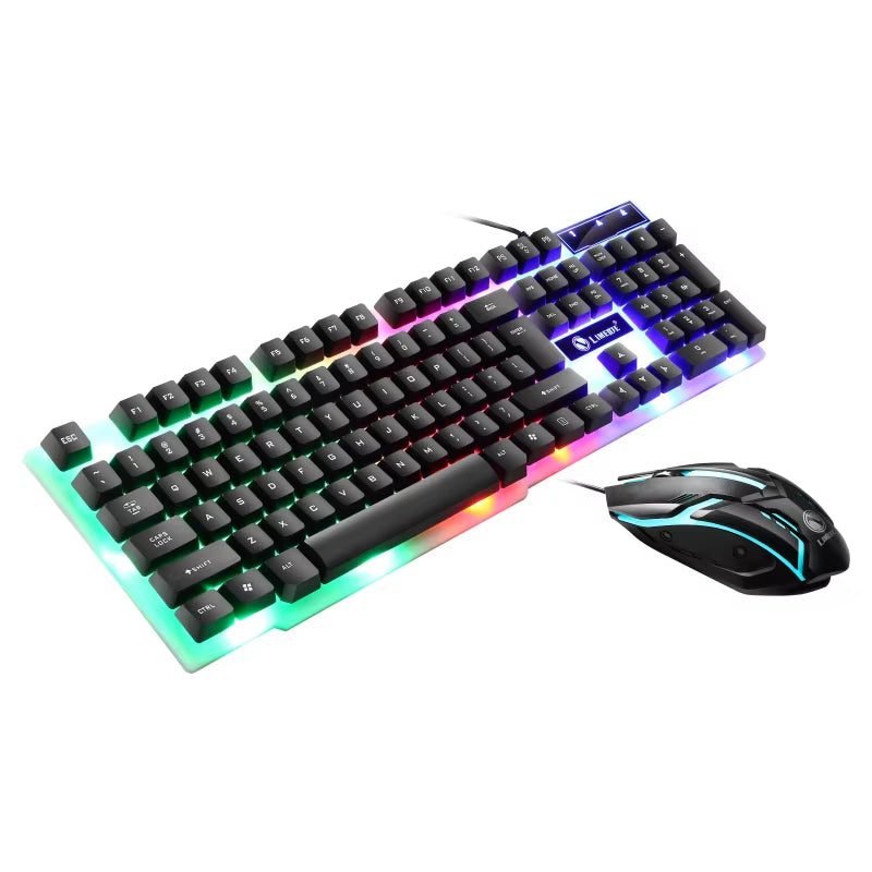 GTX300 USB Wired Gaming Keyboard & Mouse Combo – Rainbow LED Backlit, 104 Keys, 1600 DPI Mouse for Windows PC & Laptop