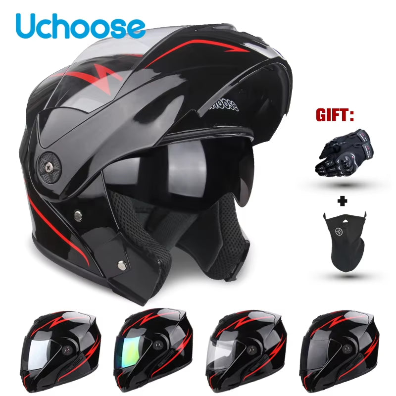 DOT Certification  Motorcycle Helmet Double Lens Cross Section Helmet Safety Modular Flip Helm Unisex Helmet with Visor