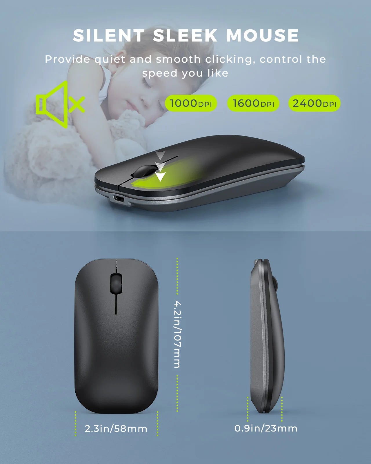 Wireless Bluetooth Keyboard and Mouse Combo Multi-Device Rechargeable Slim Keyboards and Mice for Win Macbook Pro Air