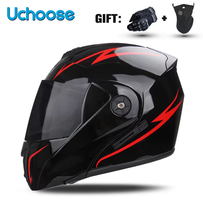 DOT Certification  Motorcycle Helmet Double Lens Cross Section Helmet Safety Modular Flip Helm Unisex Helmet with Visor