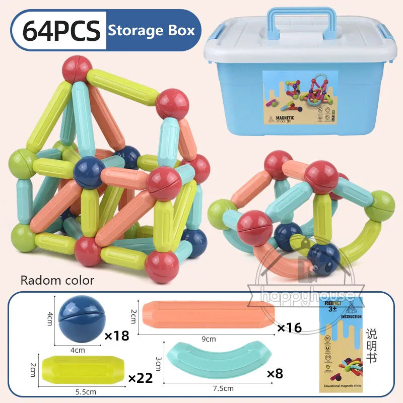 Magnetic Constructor Blocks Set Toys for Kids Magnet Stick Rod Building Blocks Montessori Educational Toys for Children Boy Girl