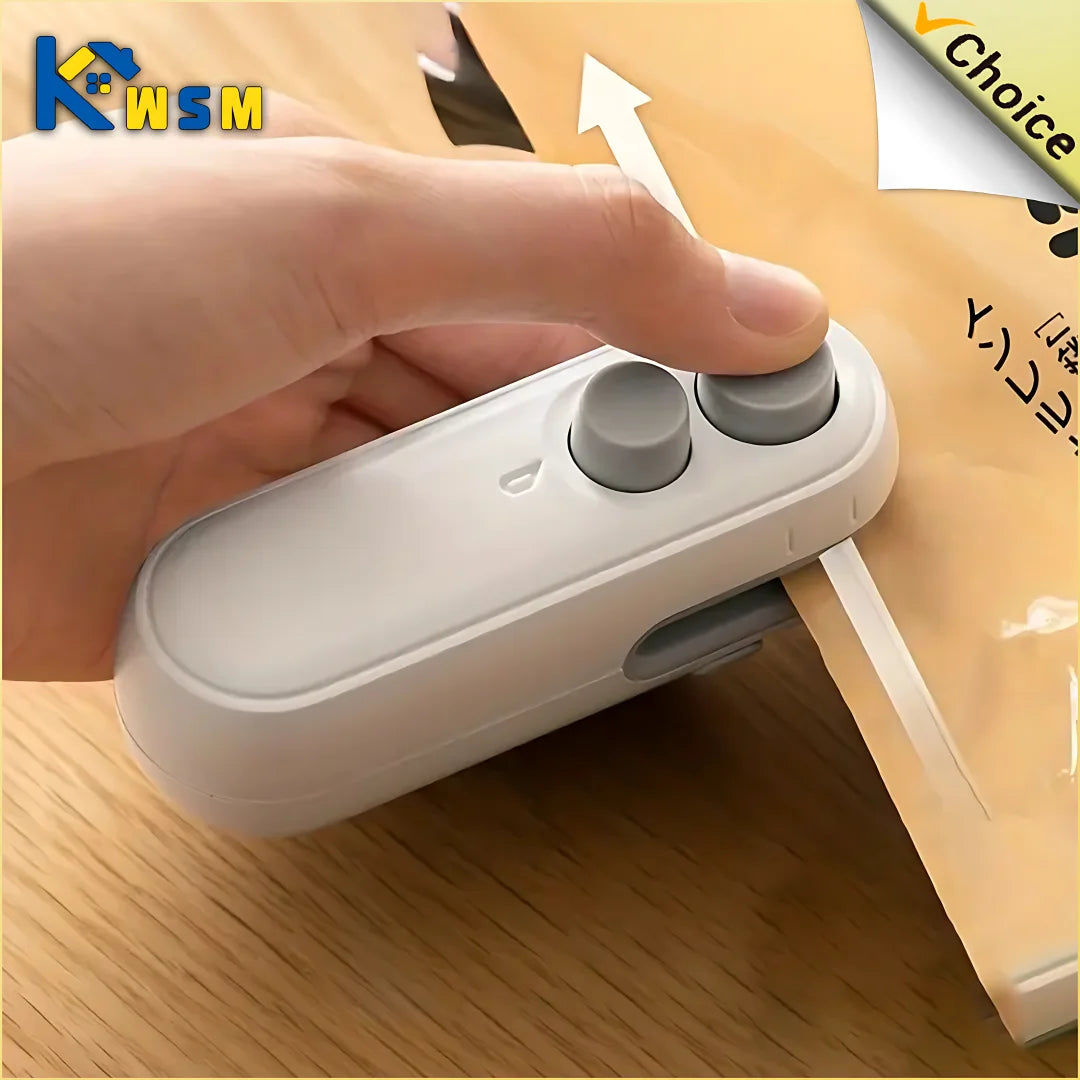 2-in-1 Portable Mini Heat Sealer – Rechargeable Bag Sealer & Cutter for Snacks and Food Storage (Type-C Charging)