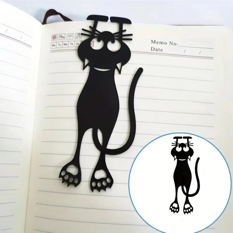 1-5PCS Creative Stationery Kawaii Black Cat Bookmarks for Books 3D Plastic Stereo Animal Book Mark for Student Teacher'S Gifts