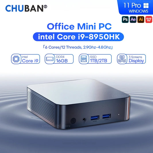 Mini PC Computer Windows 11 Intel Core I9 8950HK 16GB DDR4 512GB 1TB SSD PC Gamer Dual WIFI 6 BT5.2 4K Mini Gaming Pc Desktop